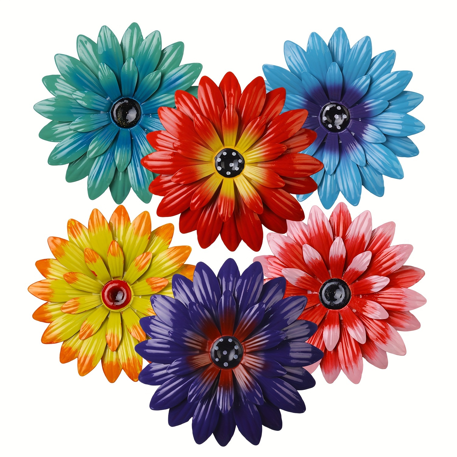 

1pc Metal Iron Sunflower Wall Decor, 8-inch Colorful Outdoor Garden Decorations, Creative Villa Yard Art Hangings, Festive Holiday Wall Supplies, Multi-color Flowers For Gardening Enthusiasts