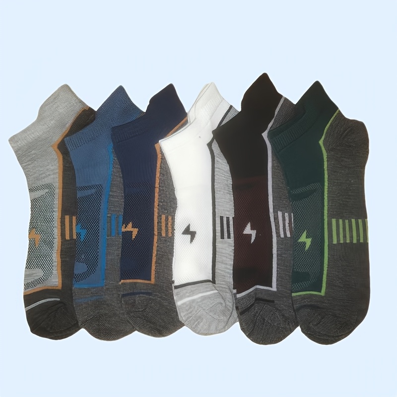 TEMU Men's And Women's Ankle Running Socks, 6-pair Pack, Cushioned Low-cut Athletic Socks With Mesh Arch Ventilation Design, Arch Support, Soft And