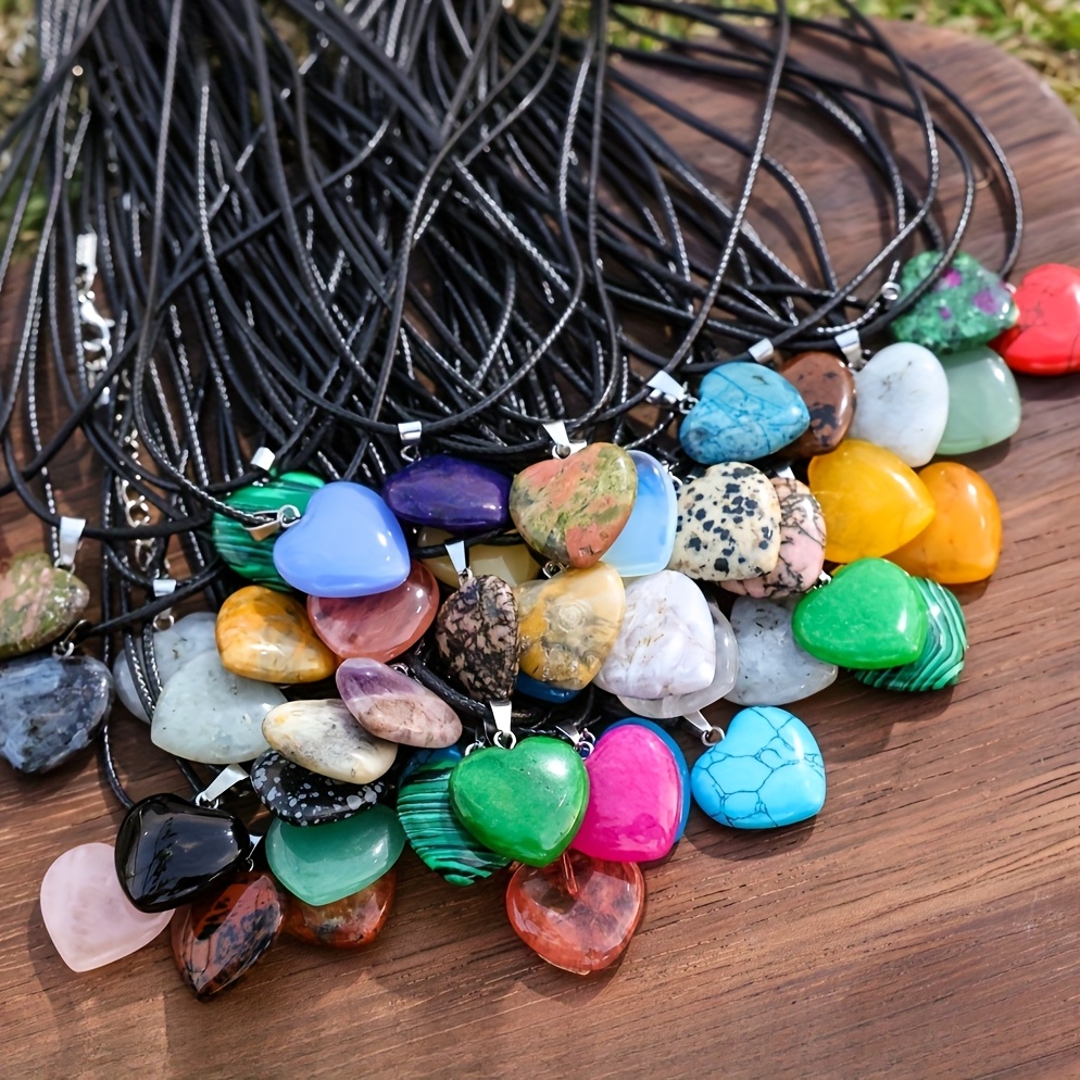 Heart Pendant Set with 40 Random Colour Natural Charms