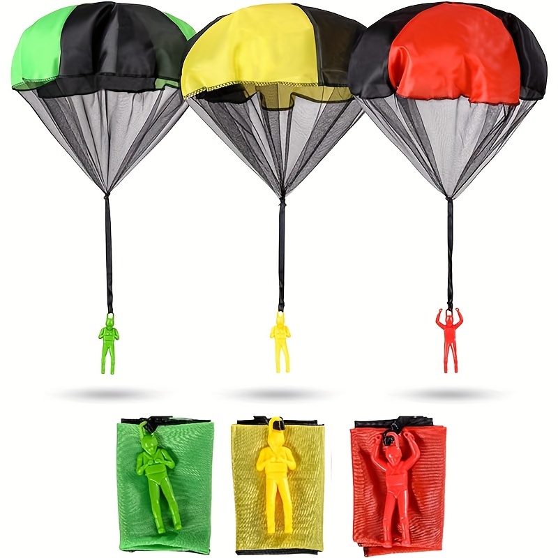Lot De 5 Parachutes Jouets à Lancer – Vert Kaki, Sans Batterie, Léger, Pour Enfants Et Adultes