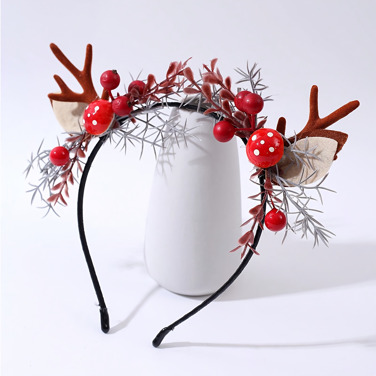 Image of 1pc Of Red Mushroom Grass Antlers Headband Suitable For Parties, Celebrations, And Festive Occasions