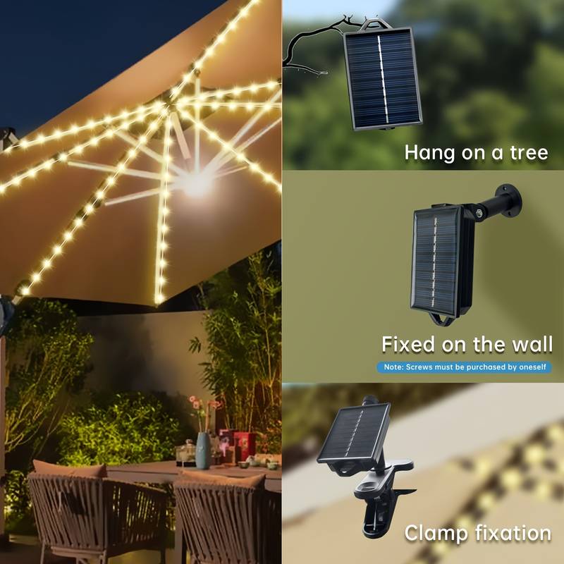 Tobeos Ombrellone Da Giardino Con Luci Solari LED 2,7 M - Inclinabile E Con Manovella, Per Terrazza, Piscina E Spiaggia