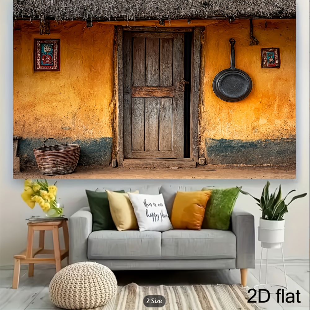 Photography Backdrop 2D Flat Boho Rural Cottage Tapestry