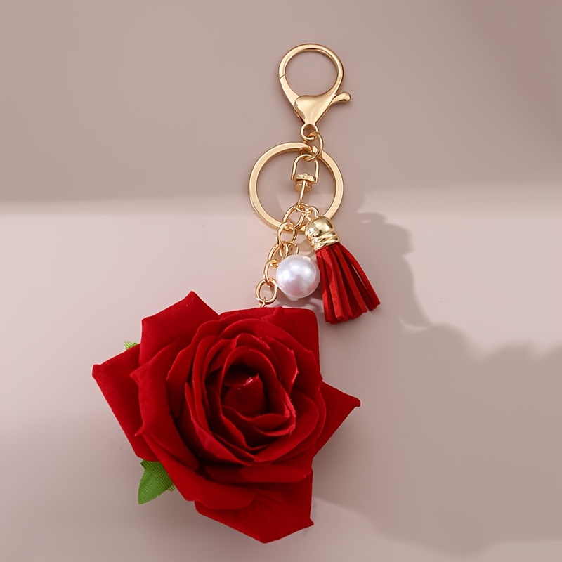 TEMU 1pc Portachiavi con ciondolo a nappa retr簷, perla, stile , portachiavi da donna, fibbia per borsa, ciondolo e versatile, le migliori idee regalo