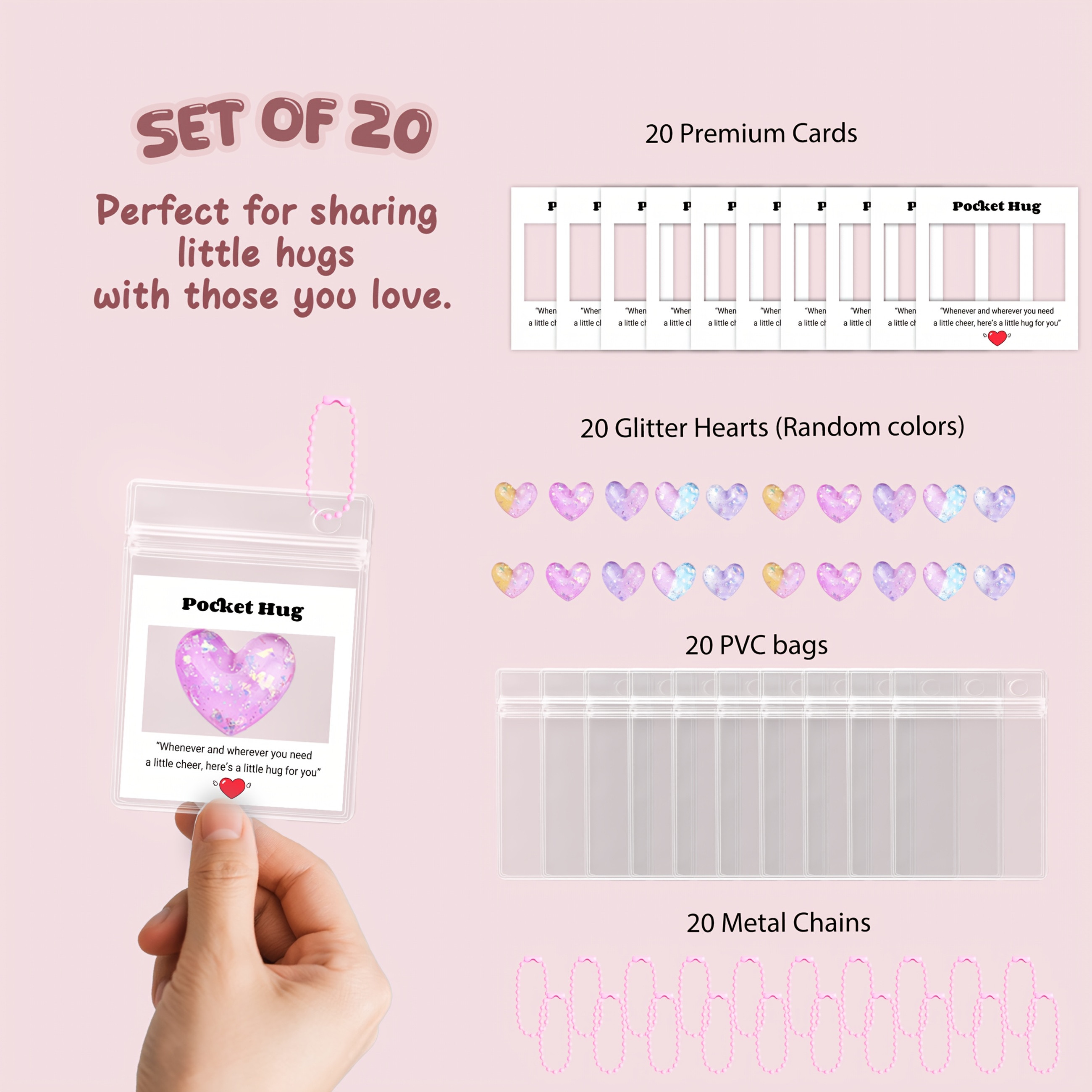 TEMU 20sets Pocket Hug Cards With Heart, Portable Encouragement Cards, Random Color, Thoughtful Gifts For , Perfect For Christmas, Thanksgiving And