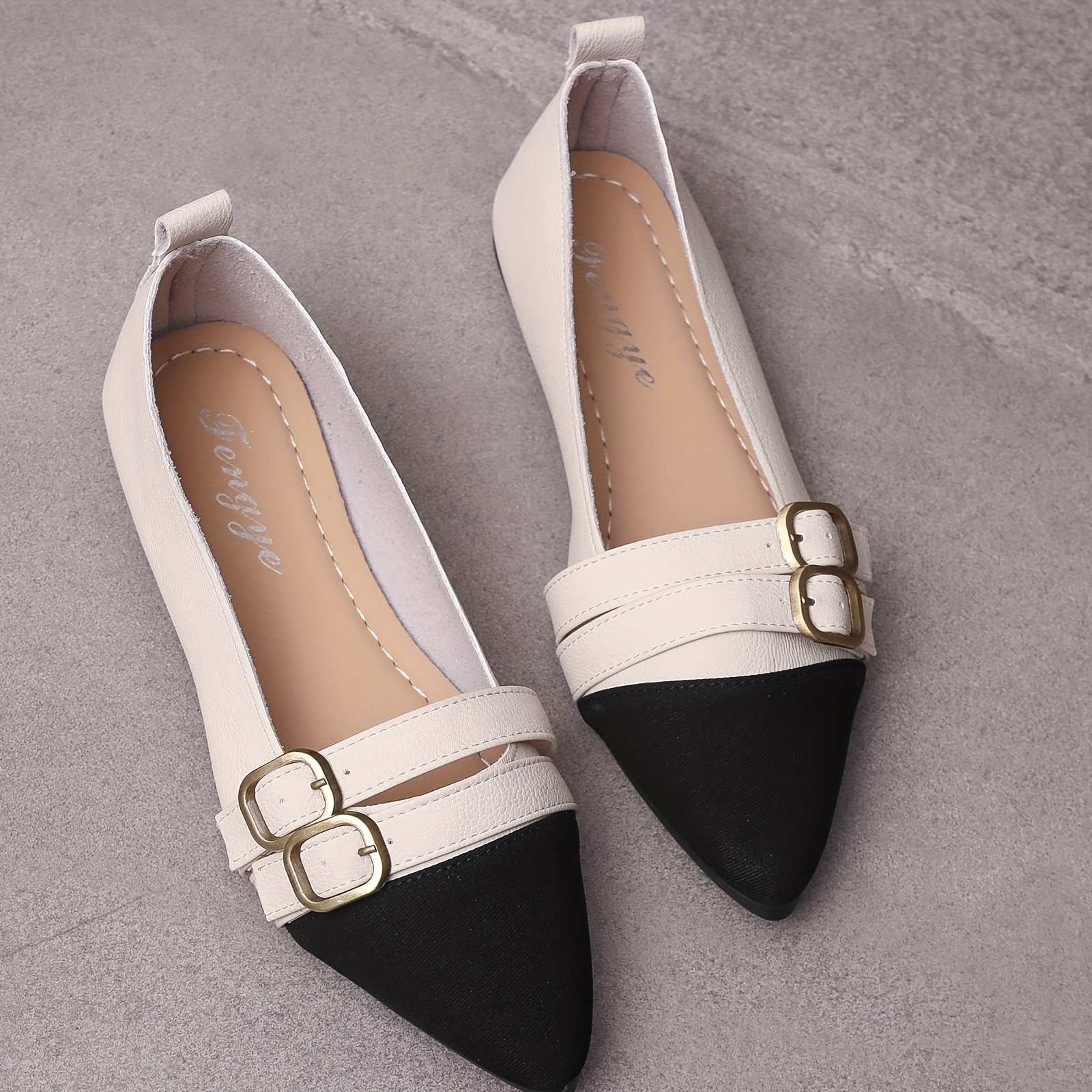 Small Fragrance Pointed Toe Flat Shoes Women 2025 Spring New Color Matching Temperament Versatile Bean Shoes Shallow Mouth Soft Sole Scoop Shoes, Women Shoes