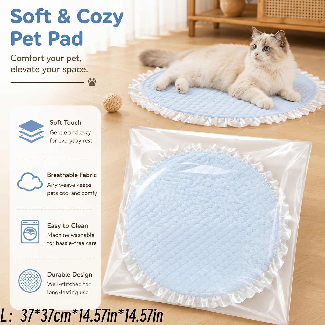 High-quality New Release Cooling Ice Bean Cat Mat, Full-surface Ice Bean Design For More Comfortable Sleep In Summer, Machine Washable And Easy To Clean, Suitable For Kittens And Adult Cats
