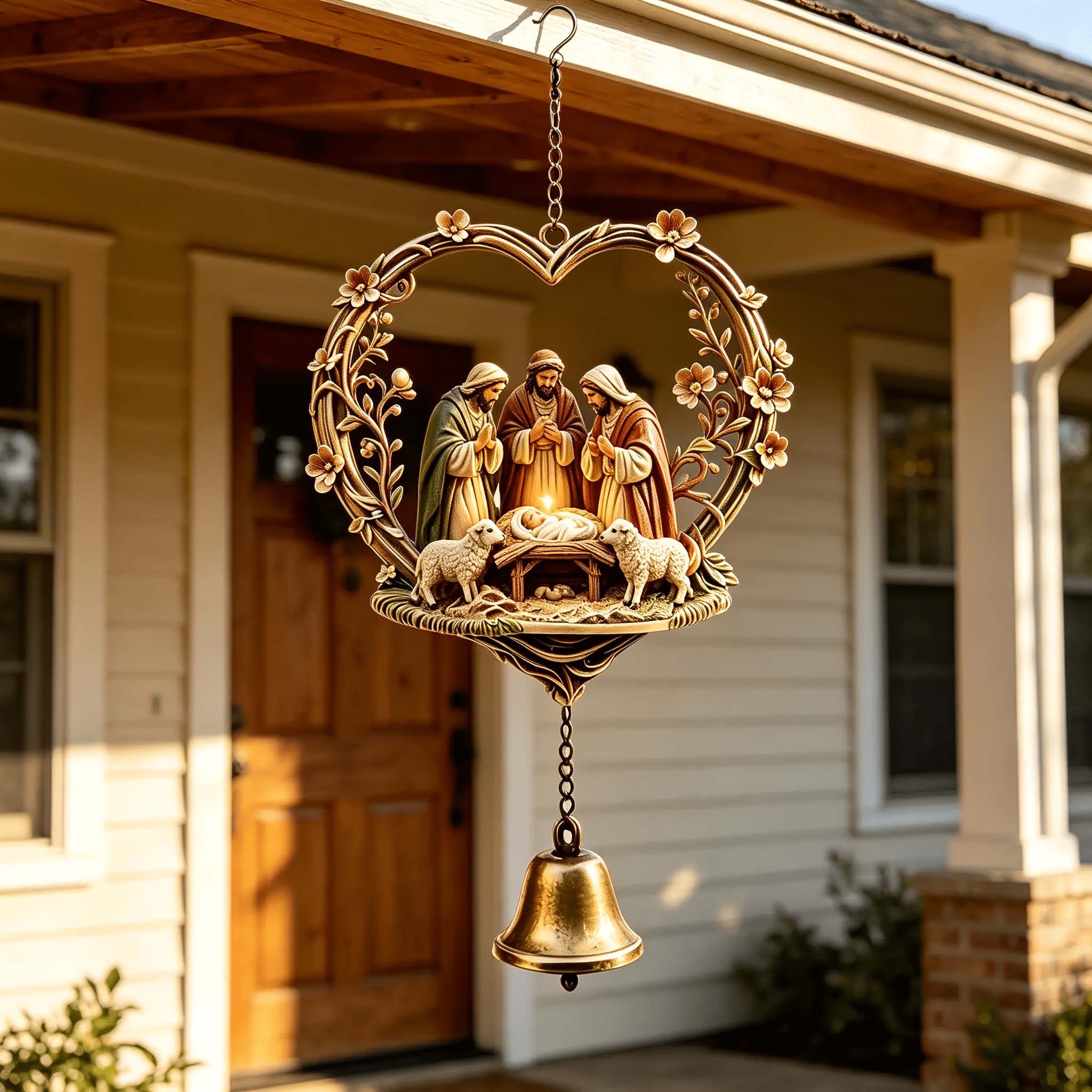 TEMU 2d Acrylic Carved Heart-shaped Single Wind Chime Pendant, Suitable For Hanging On Vine Trellises In Courtyards Or By Indoor Windows. Produces A