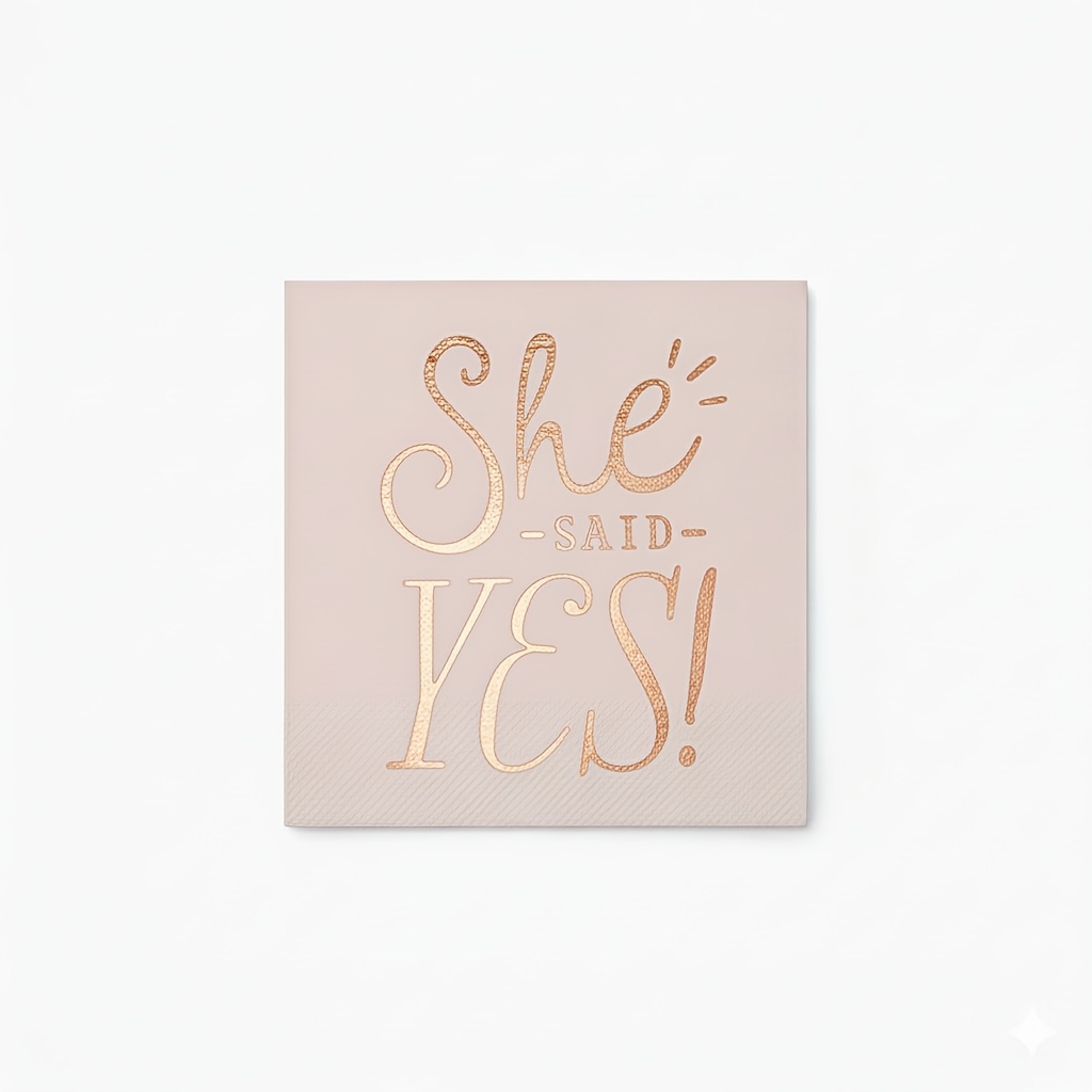 E-shop 16 Stück "Sie Sagte Ja" Roségoldene Servietten – Ideal für Hochzeits- Verlobungsfeiern, Brautduschen-Dekoration, Hochzeitstücher mit elegantem