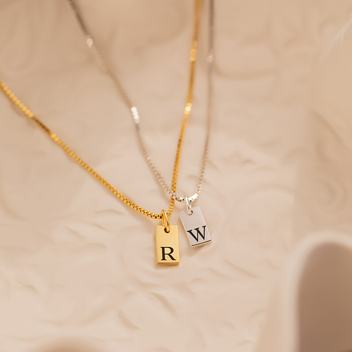 Women's Exquisite Initial Tag Necklace in Stainless Steel