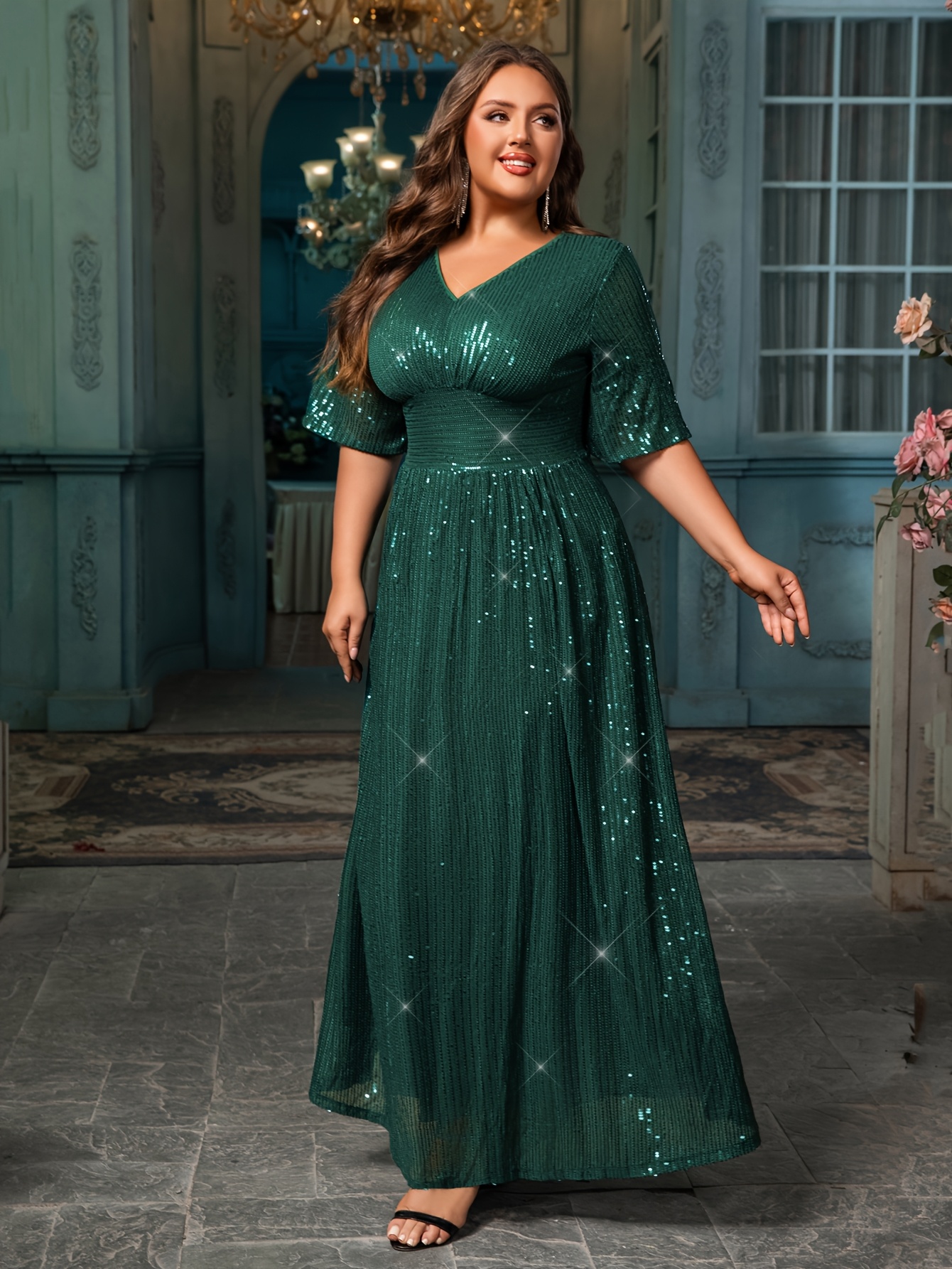 sachin and babi light blue dress Leely Women Plus Size Burgundy Long Bridesmaid Dress with Slit Spaghetti  Straps Sleeveless Wedding Party Dress – leelyuk
