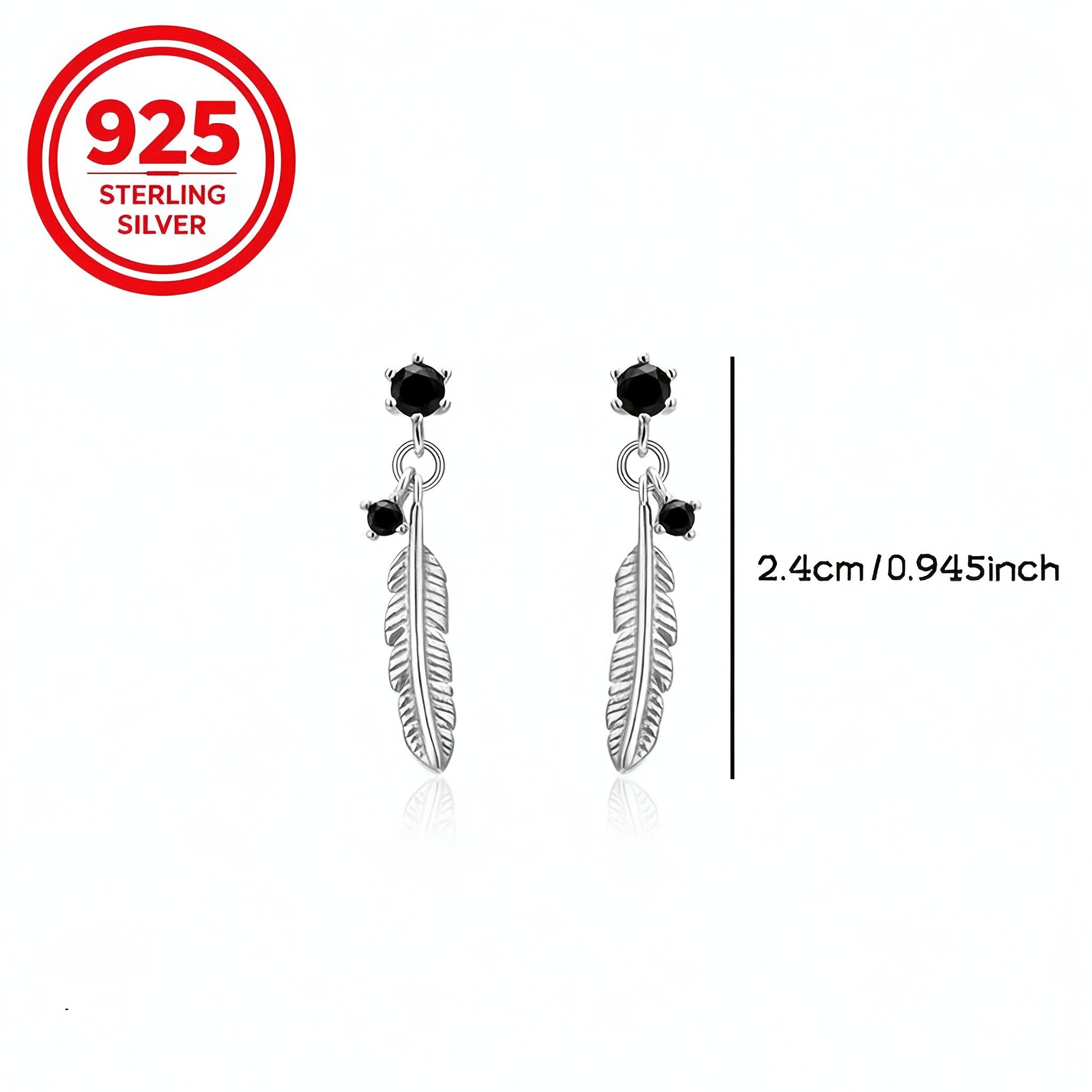Women's 925 Silver Feather Leaf Tassel Stud Earrings