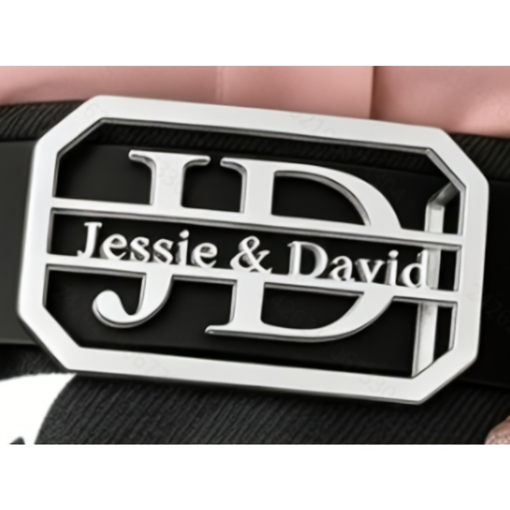 TEMU 1pc Custom Fashion Personalized Easy 1pc Letter/name , Stainless Steel Gothic Letter Hollow Belt (belt Not Included), Unisex, , Durable, Trendy