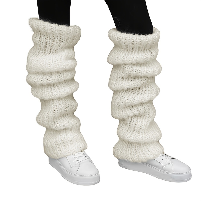 TEMU 1 paire de jambières thermiques épaisses XL pour femme - Protège-jambes chaussettes amples avec semelle ajourée, lavables en machine, adaptées