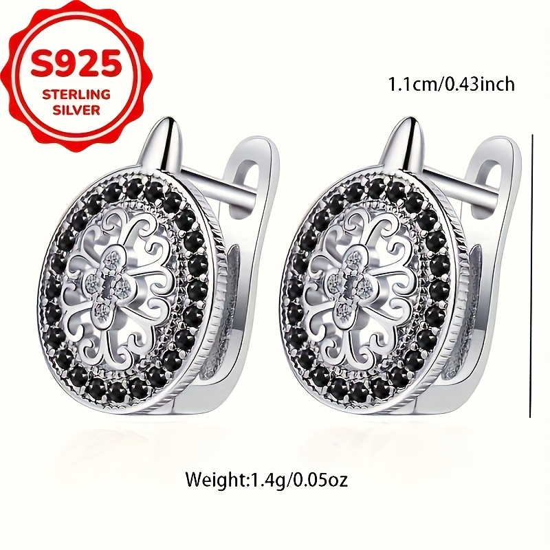 TEMU Stylish Vintage 925 Sterling Silver Hoop Earrings Featuring A Delicate Hollow And Cubic Zirconia, Hypoallergenic And Perfect For Parties And