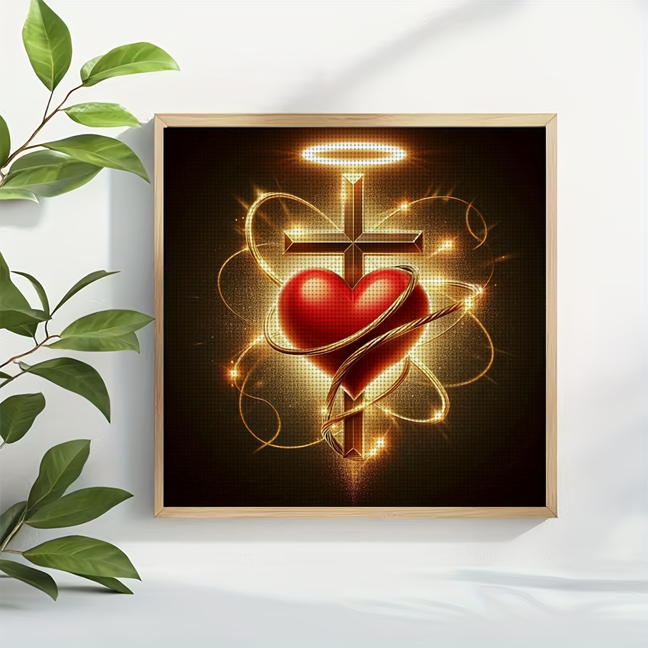 Cross-Stitch Kit Featuring Red Heart Wrapped in Crosses