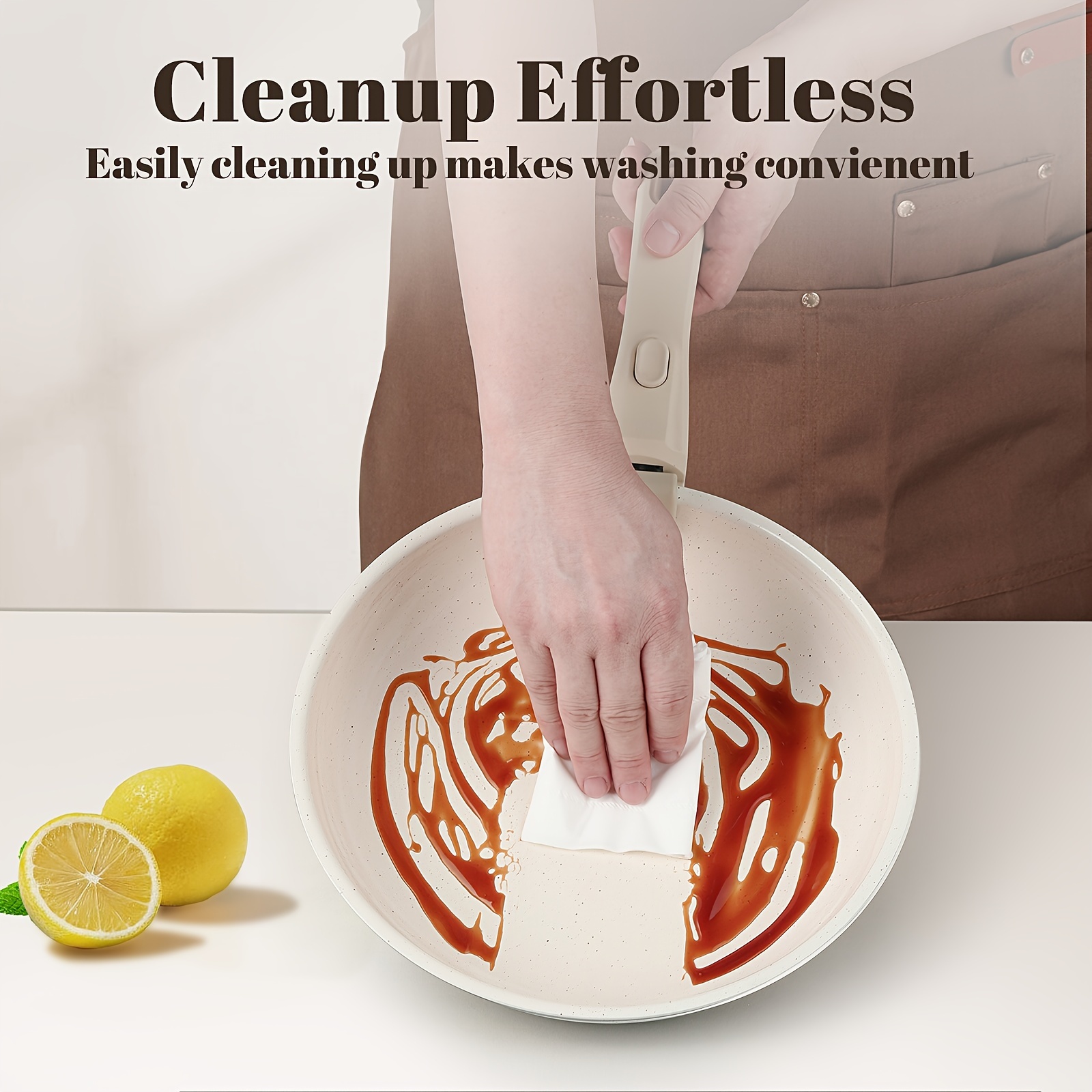 5pcs Nonstick Cookware Set with Detachable Handle for Induction Cooking