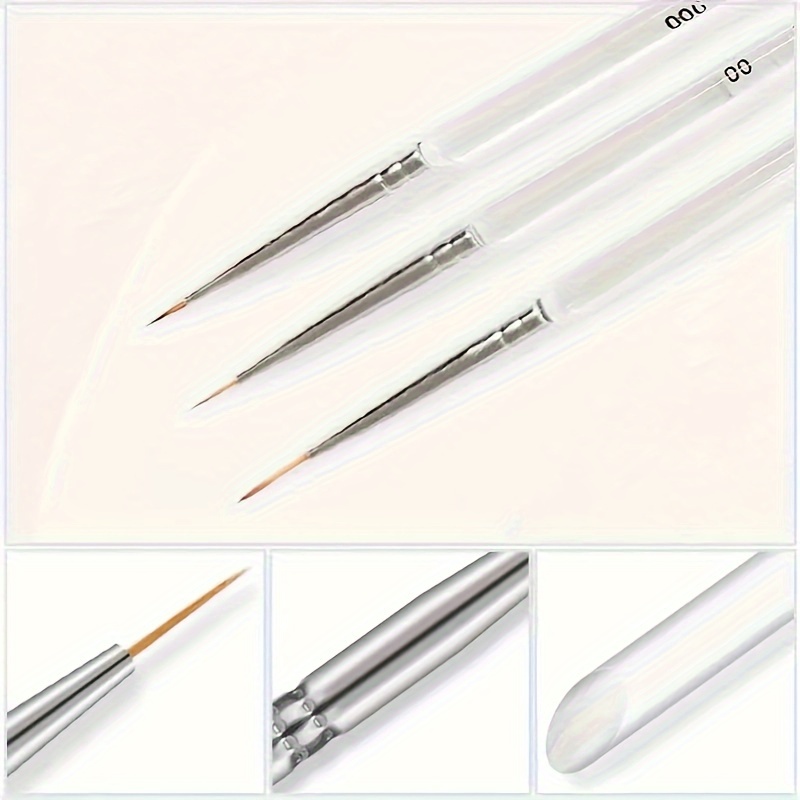 3 Pcs Professional Ultra-Thin Liner Nail Art Brush Set