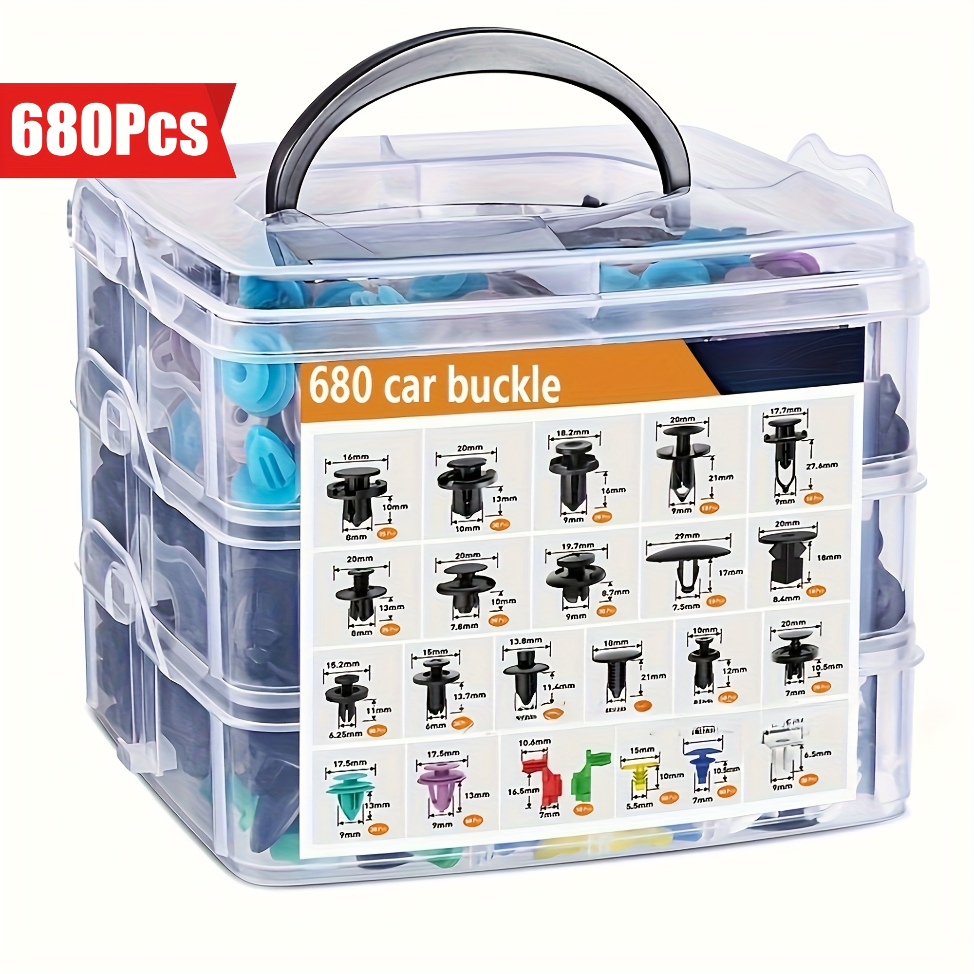 TEMU 680pcs Fastener Clips Kit- Connects Bodywork, Bumpers, Door Trim Panels- Includes Removal Tools For And Maintenance