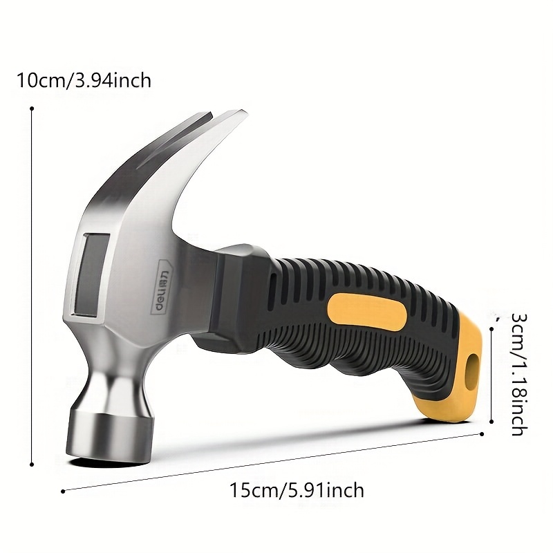1pc Mini Rubber Grip Hammer, High Carbon Steel, Portable Claw Hammer for Home Use, Woodworking Nail Puller 2 1pc Mini Rubber Grip Hammer, High Carbon Steel, Portable Claw Hammer for Home Use, Woodworking Nail Puller - Image 2