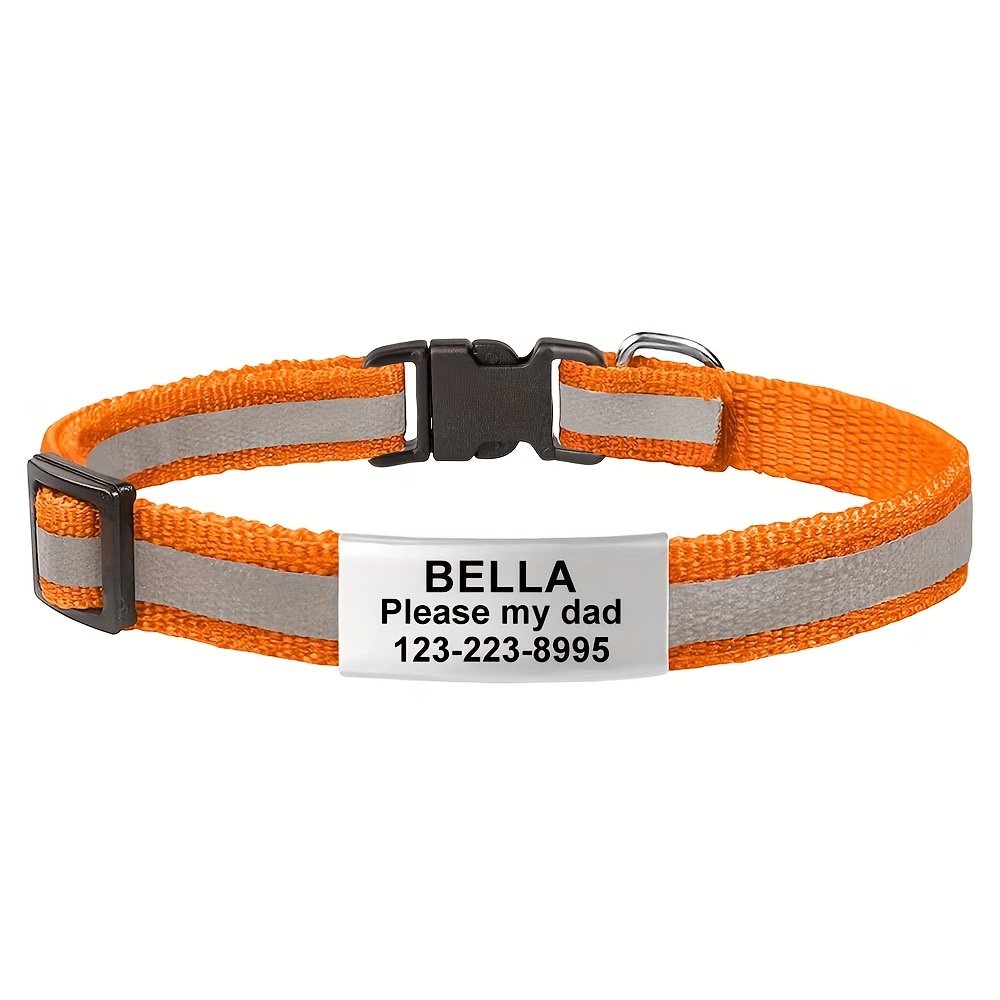 TEMU Custom Reflective Cat Collar Suitable For Night, Adjustable With Leash Attachment & Lead Compatible For Nighttime , Nylon Collar For Small Pets,