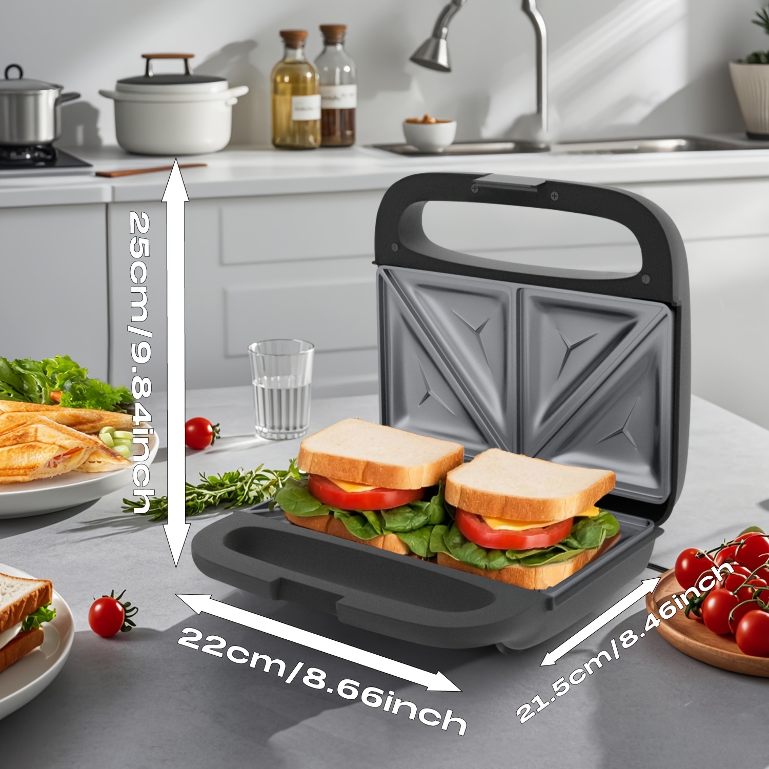E-shop SUPERLEX 750W Elektrischer Sandwich Maker und Toastgerät - Robuster, kompakter Grill mit Antihaftbeschichtung, -Griff, für Panini, Sandwich,