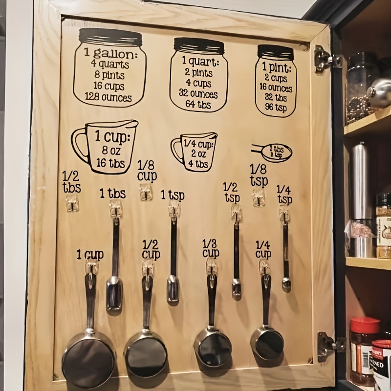 

2-pack Kitchen Measurement Conversion Charts, Vinyl Kitchen Labels, English Cooking Measurements, Gallon Quart Cup Ounce Teaspoon, Cabinet Refrigerator Storage Organizer