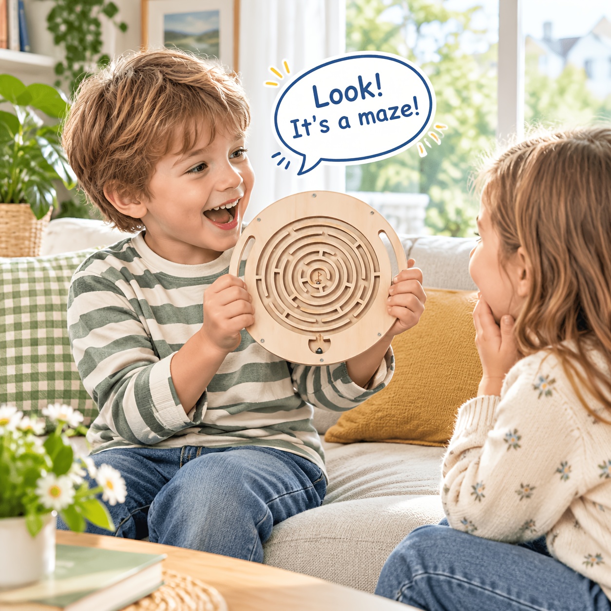 Right-Angle/Round Ring Ball Maze Toy, Logic Game