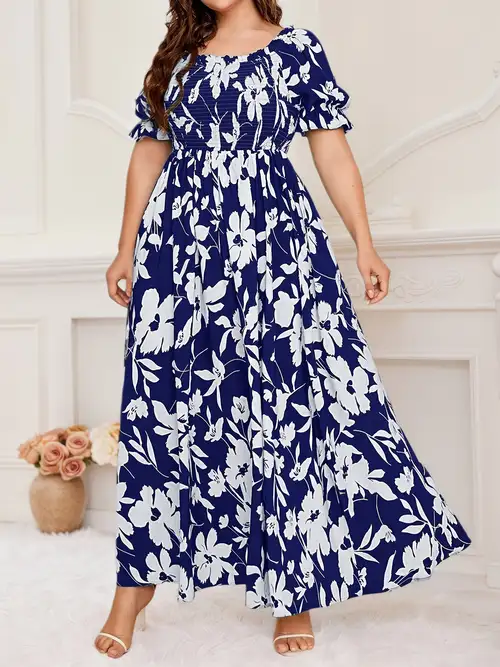 navy blue and yellow plus size dress Tricolor Navy Blue Mustard Yellow And White Geometric A-Line Dress by rewstudio