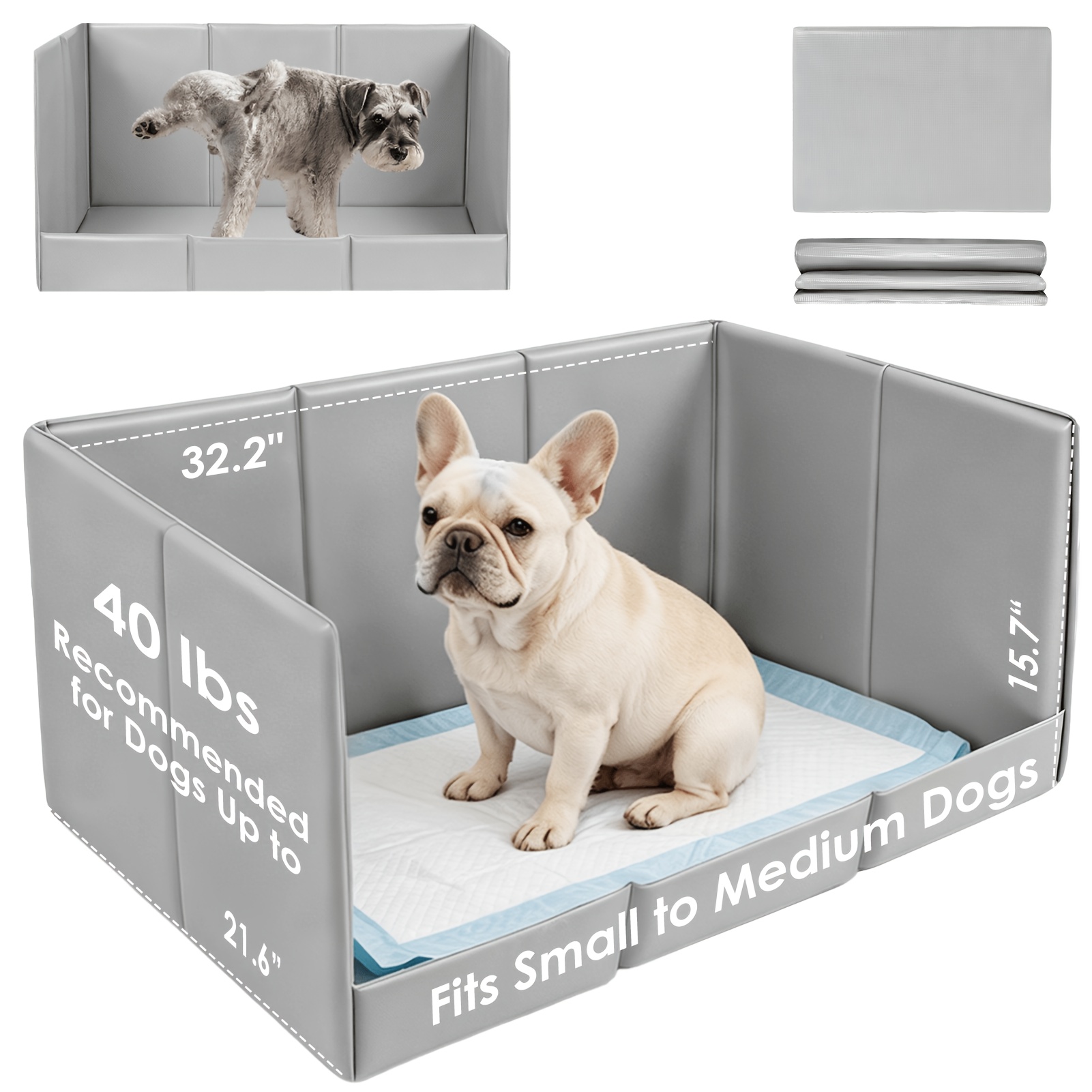 TEMU 4-leg Dog Litter Box, Foldable Pee Pad Holder For Dogs And Cats, Indoor Pet Potty Tray With High Walls And Splash Guard Design, Seamless Puppy