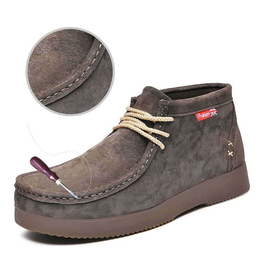 Men'S Premium Leather Hiking Boots, Soft Leather Non-Slip Wear-Resistant Ankle Boots, Handmade Stitching, Classic Retro-Style Loafers
