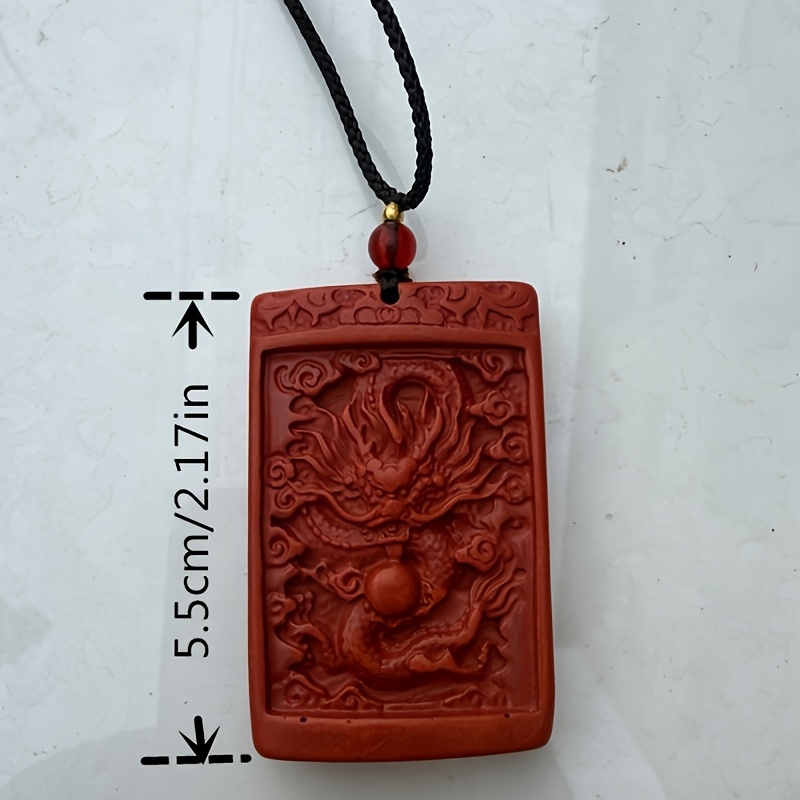 Men's Cinnabar Dragon Pendant Necklace, Exquisite Craftsmanship