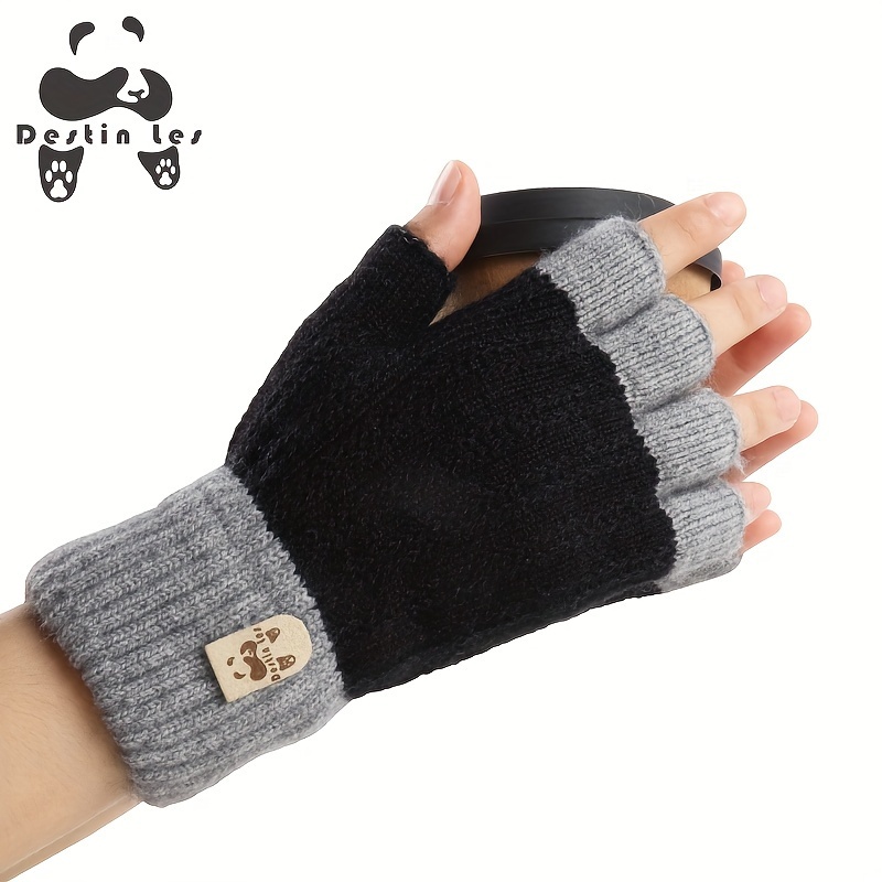 

Le Fingerless Knitted Gloves – Polyester, Touchscreen Compatible, Mixed Color, Warm For Autumn/winter, Suitable For Teens And Adults Over 15 Years, Machine Washable