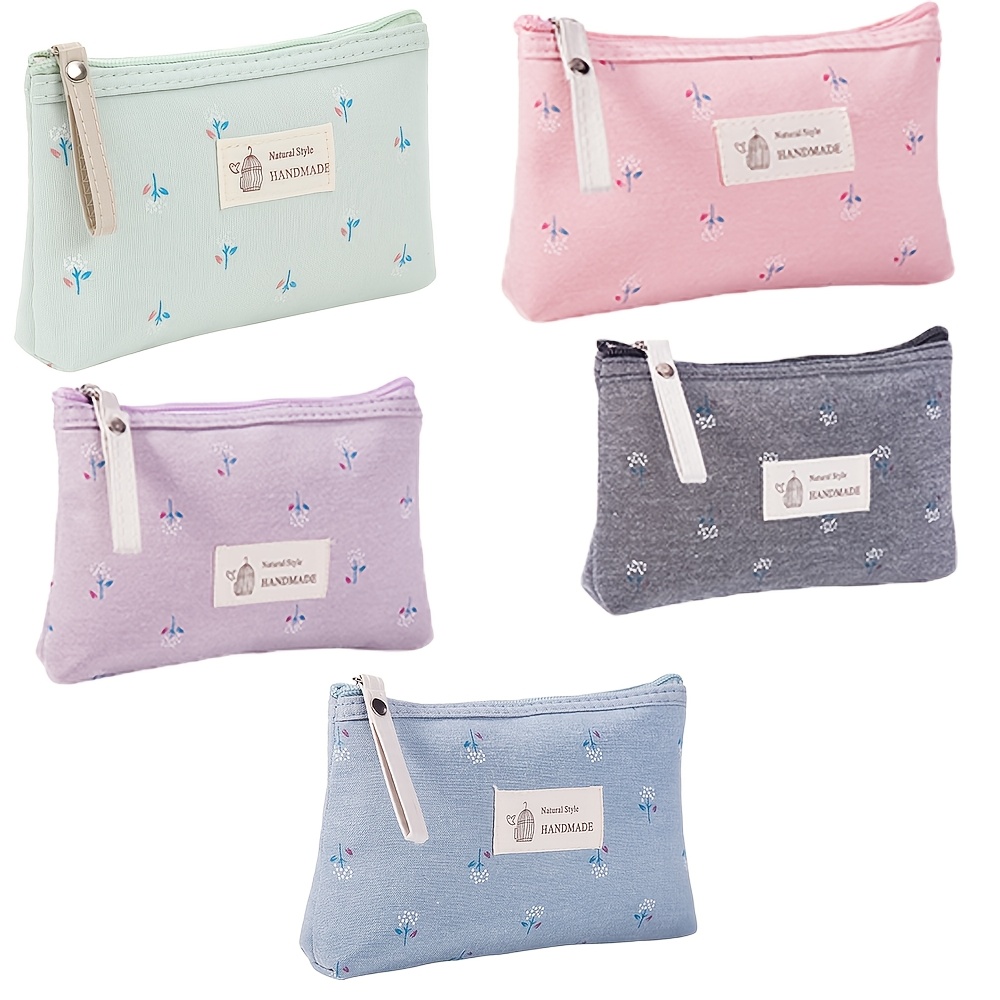 

5pcs Waterproof Canvas Makeup Bag Set - Portable, Zippered Toiletry Bags For , Multifunctional Pencil Case, Mixed Colors