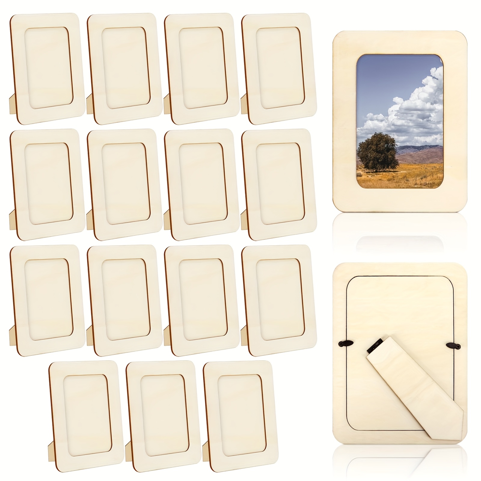 15pcs Diy Blank Wooden Picture Frames And Photo Boards - - Personalize Your Own Frames - Ideal For Gifts On Mother's Day, Father's Day, And Graduation Season