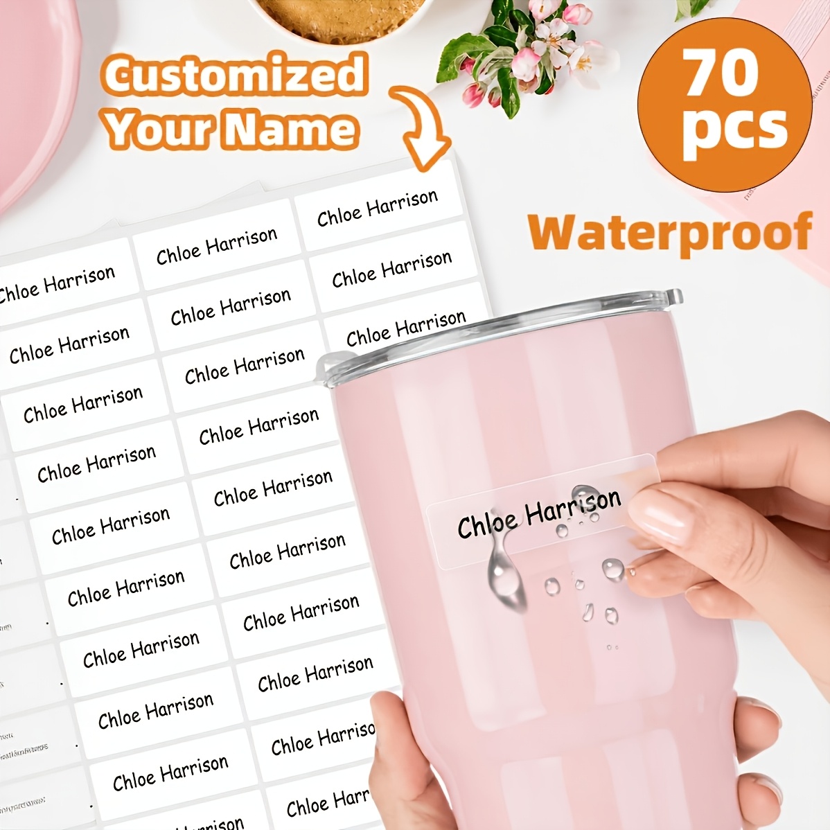 TEMU Personalized Transparent Name Stickers – High Quality, High Quality, Durable & Residue-free. . Great For Office, Home, Scrapbooks, Water Bottles