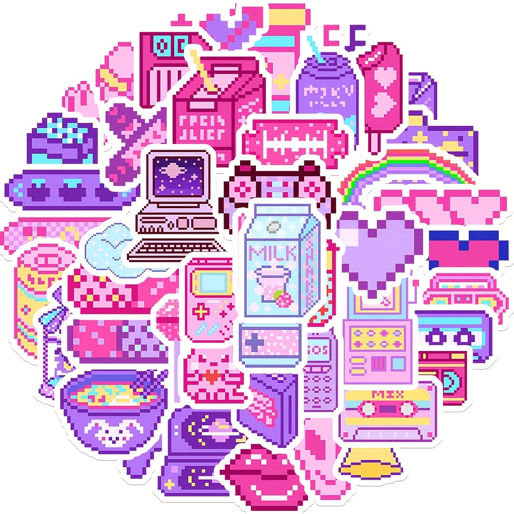 50 Sheets Art Small Object Doodle Stickers Pc Game Console Phone Food Creative Pvc Cup Phone Case Stickers