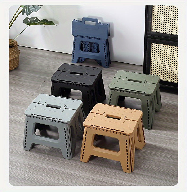 Heavy-Duty Thickened Portable Folding Stool with Handle - 1 Pack Square Plastic Collapsible Stool for Indoor, Gatherings, Picnic, Fishing | Durable PP, Adult-Supporting up to 330lbs, No Electricity or Batteries Needed