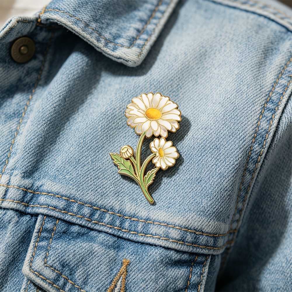 TEMU Broche de esmalte con margarita, alfiler de moda, broches decorativos, adornos para solapa y bolso, insignias, joyería, regalos, regalos para de
