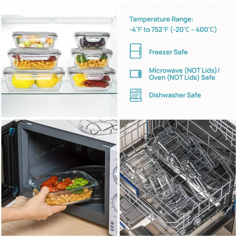 16 pack glass food storage and storage sets 8 jars and 8 lids food storage containers airtight bento boxes with leak proof locking lids for microwave oven freezer and dishwasher bpa free Product details 5