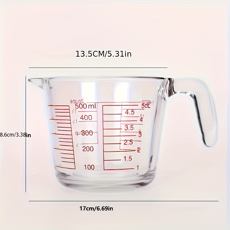 Image of Large 16.91-ounce Glass Measuring Cup With Handle And - Heat-resistant, Suitable For Microwave And Oven, Perfect For Baking And Cooking