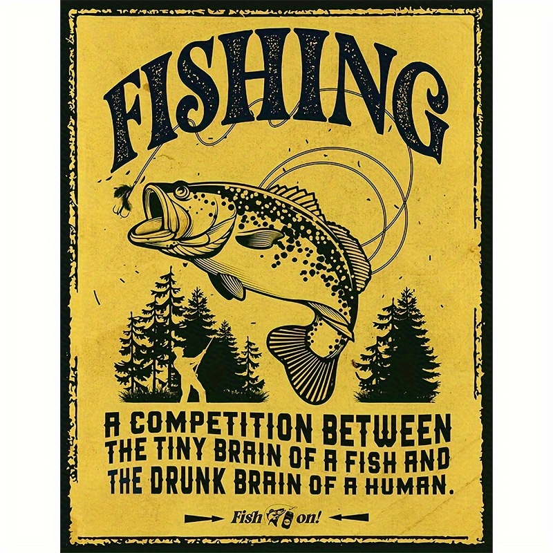 1pc GIVE A MAN A FISH AND HE WILL EAT FOR A DAY - Funny Fishing Metal Tin  Sign Wall Decor - Fishing Gifts For Men, Man Cave - Fish Wall Decor - Fish