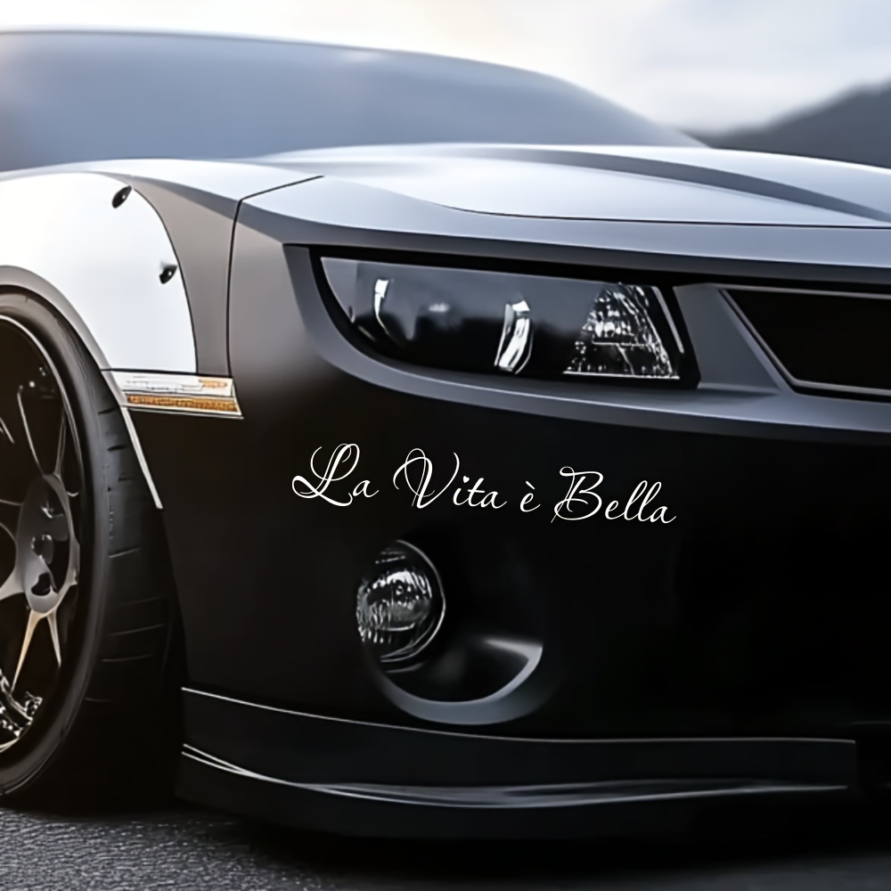 La Vita E " Beautiful" Inspirational Vinyl Decal - Waterproof Reflective Car Sticker For Auto Body, Window, Bumper, Laptop & Wall Decor - Removable Motivational Quote Sticker, Elegant Script Design