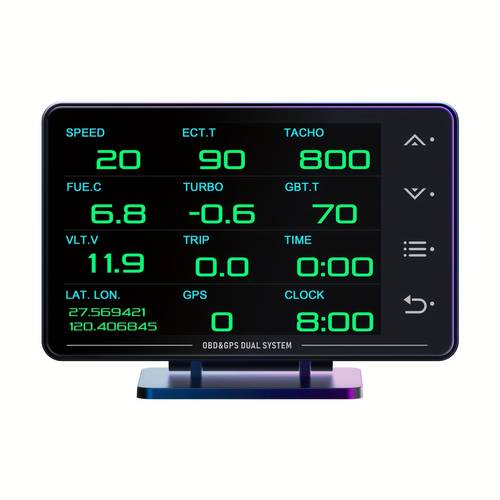 new cool multifunctional touch lcd screen hud car obd gps slope meter voltage fuel consumption water temperature total speed clock direct read multilingual switching for driving without battery