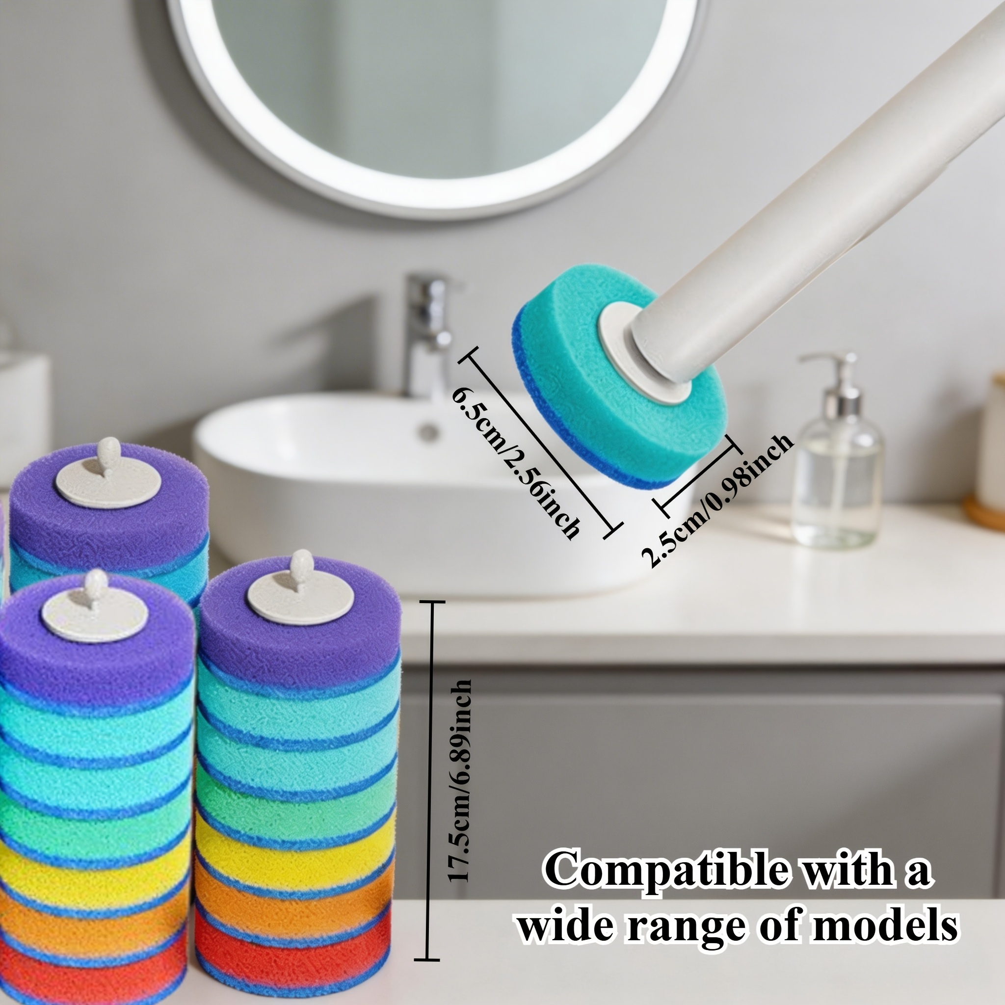TEMU 21-pack Toilet Brush Replacement Heads, Universal Fit For Standard Toilet Brushes, Wall-mounted With Long Handle, Ideal For Toilet And Sink