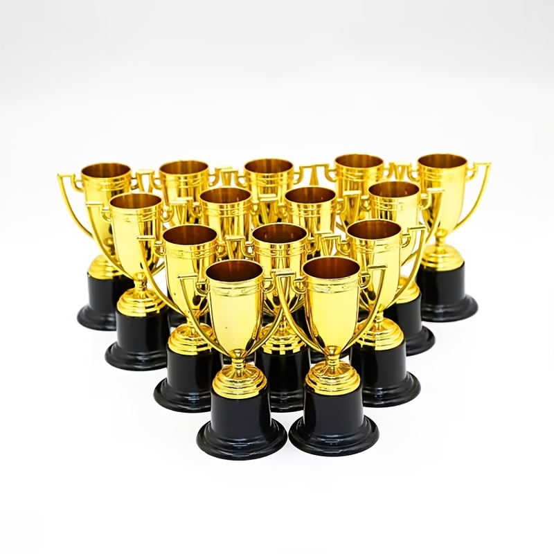 Top pick5pcs Set of Golden Mini Plastic Trophies for Honors, Awards, and Recognition, Suitable for Dance, Parties, and Family Events. Trophy Size: 3.14in X 1.85in (approx. 9.8cm X 4.7cm)Open in new tab.