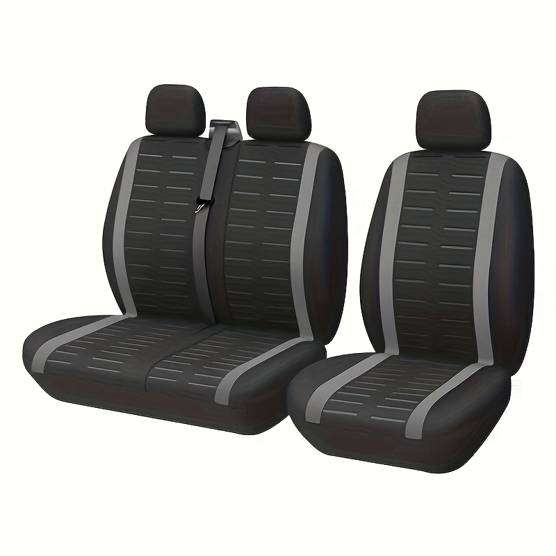 E-shop 2+1 Atmungsaktive Polyester-Autositzbezüge, Schwarz mit goldenen Streifen, passen für die meisten Autos, LKWs, Transporter und SUVs -
