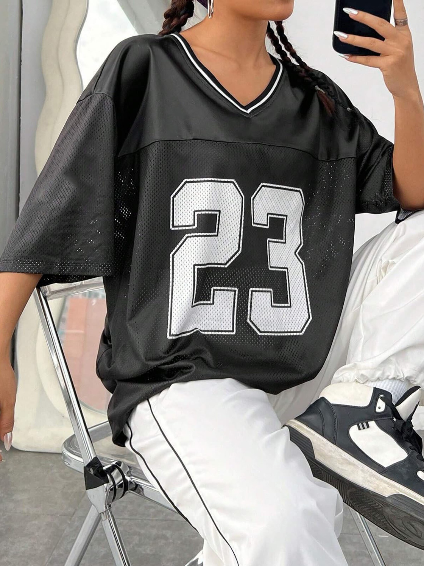 womens breathable jersey shirt loose fit v neck elbow length Temu