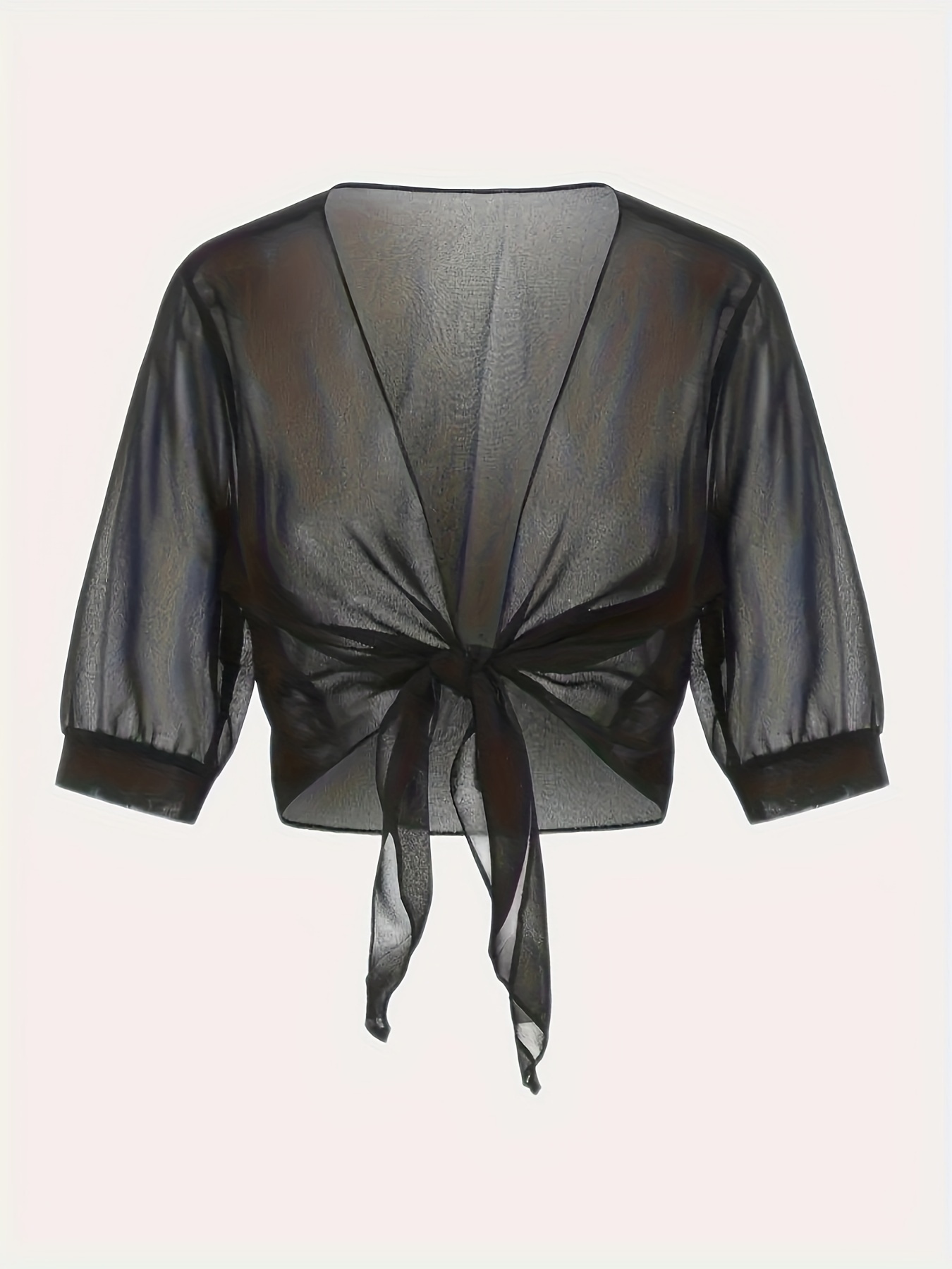 An Elegant Front-Button Sheer Shirt with a Shawl Design.