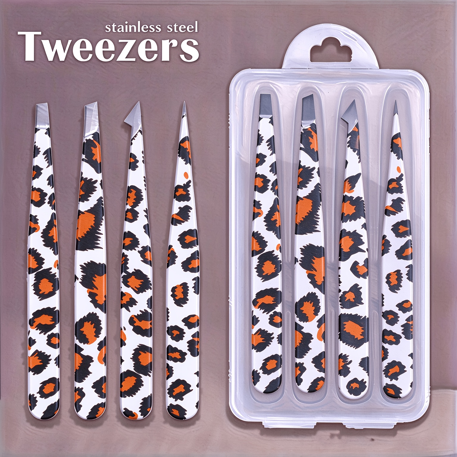TEMU 4pcs Set Of Precision Stainless Steel Tweezers Designed For Eyebrow Shaping, Facial Hair Removal, Extraction, And Blackhead, Featuring Slant And